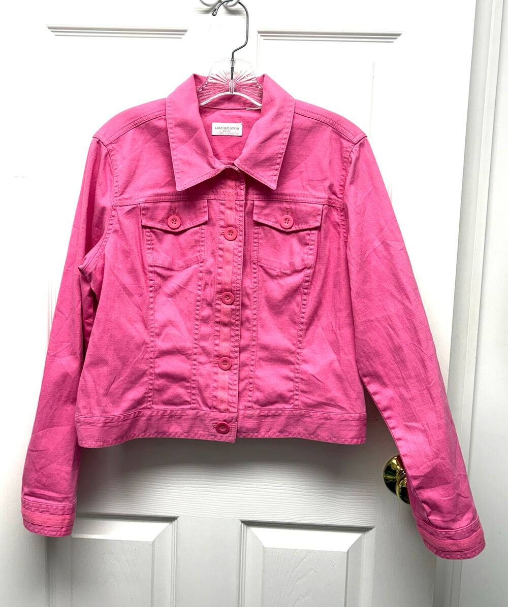 Liz Claiborne Petite Jacket Vintage Pink Cropped Cotton Stretch Y2K Women’s M